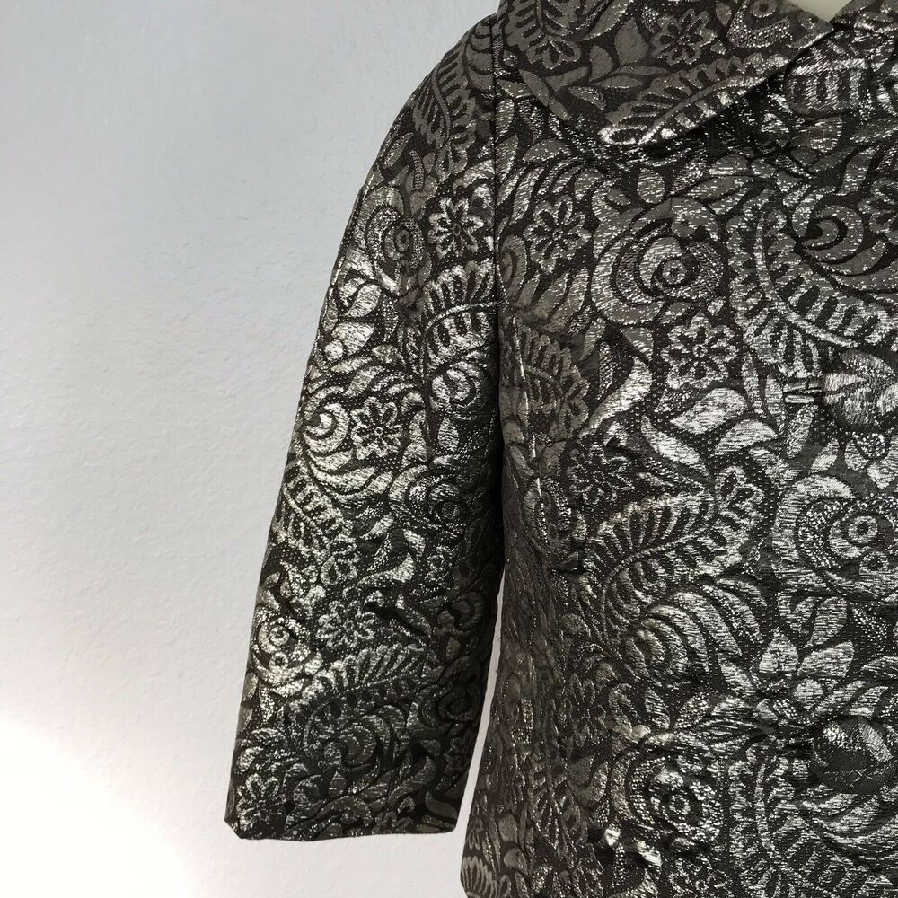 Banana Republic Jacket Women S Blazer Floral Metallic Brocade Silk Blend Evening - Picture 7 of 11